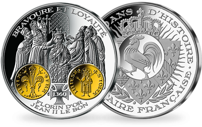 Frappe en argent pur 2000 ans d'histoire monétaire française: «Florin d'or Jean II Le Bon 1360»